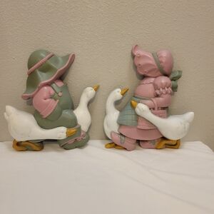 Charming Pastel Figurine Set with Ducks